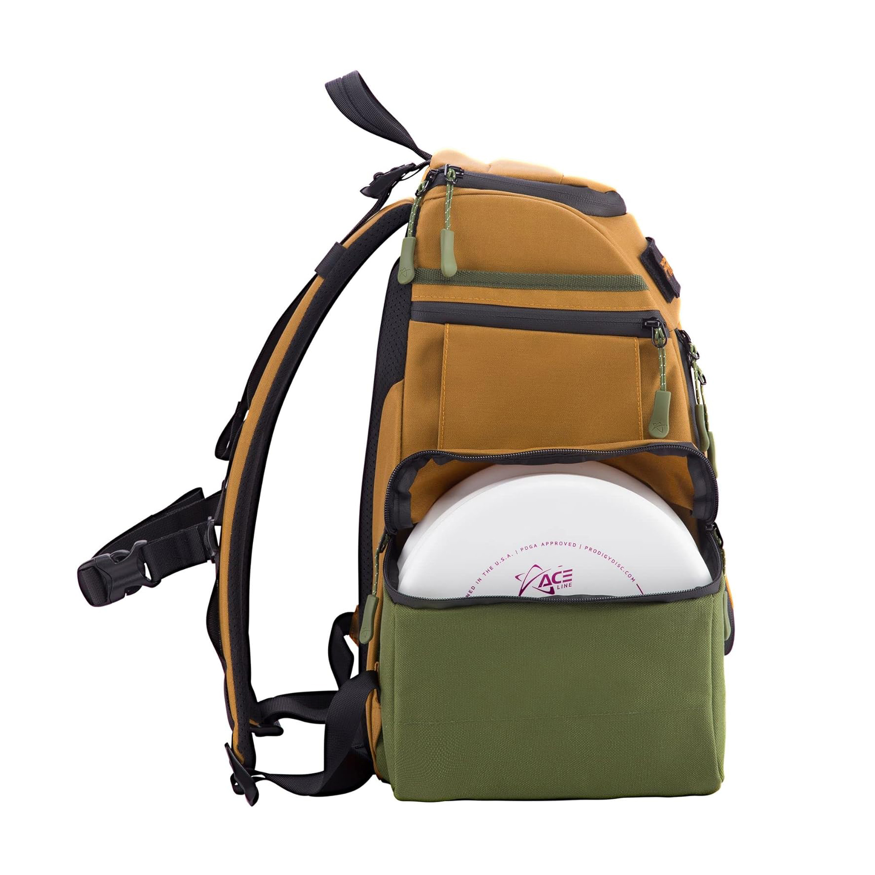 DISC APEX DISC MARCHPACK | Mochila de golf de disco | Almacene hasta 20+ discos | Bolsillo de refrigerador aislado | Bolsas de golf de disco con manga paraguas | Bolsas de seguridad para billeteras o teclas Material de nylon Cordura