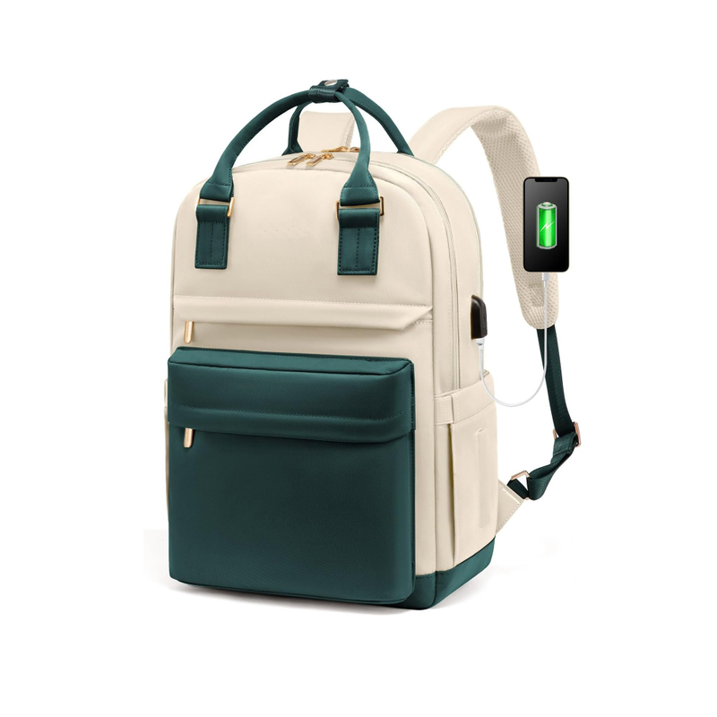 Mochila para computadora portátil para mujeres bolsas para computadora portátil de 15.6 pulgadas con puerto de carga USB, mochila resistente al agua de moda, maestra, enfermería, bolsas de viaje con estilo vintage para la universidad