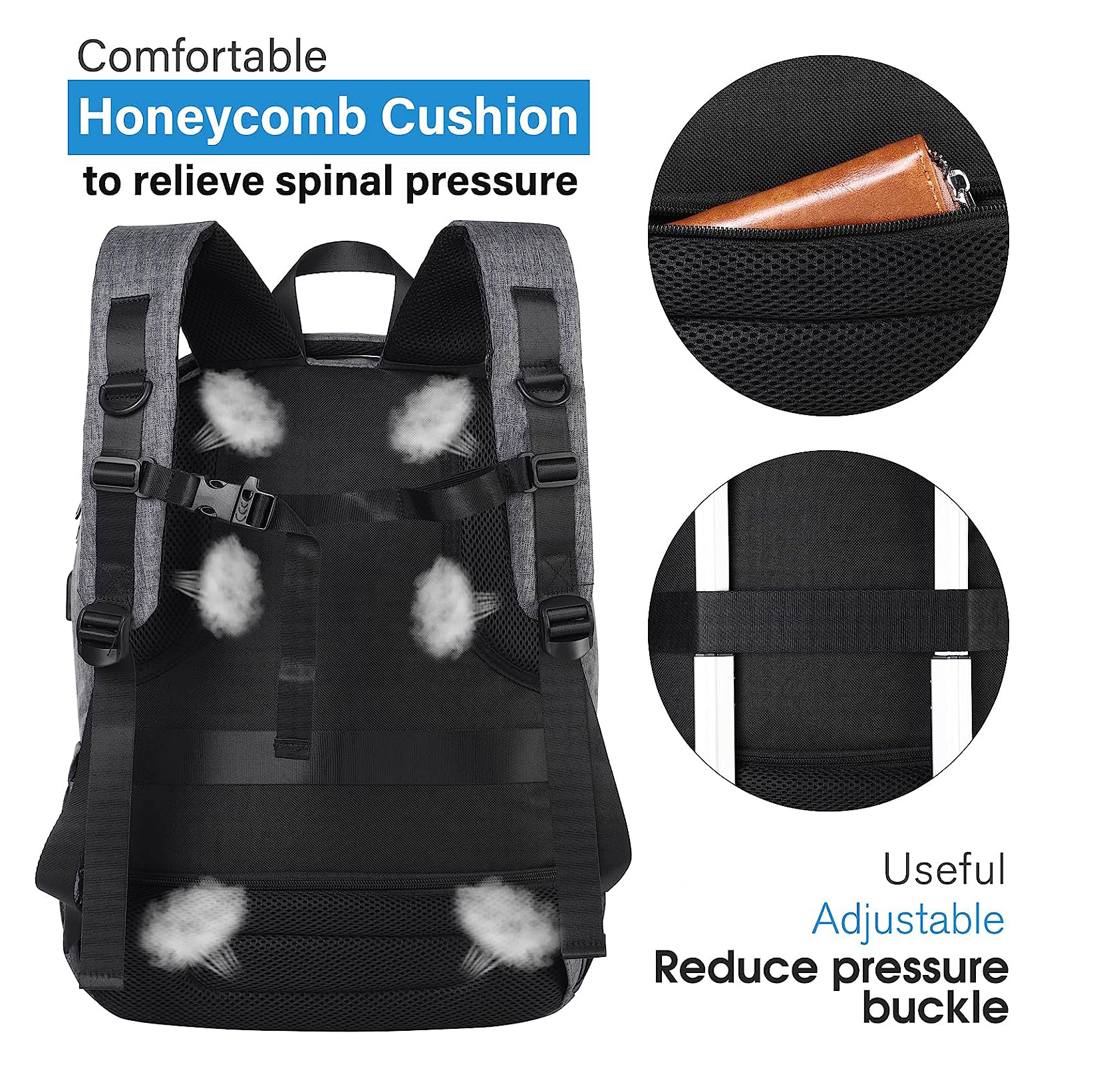 Mochila de la escuela mochila, mochila para computadora portátil Viajes con puerto de carga USB para hombres para hombres anti -robo de agua resistente a la mochila para la mochila de 15.6 pulgadas