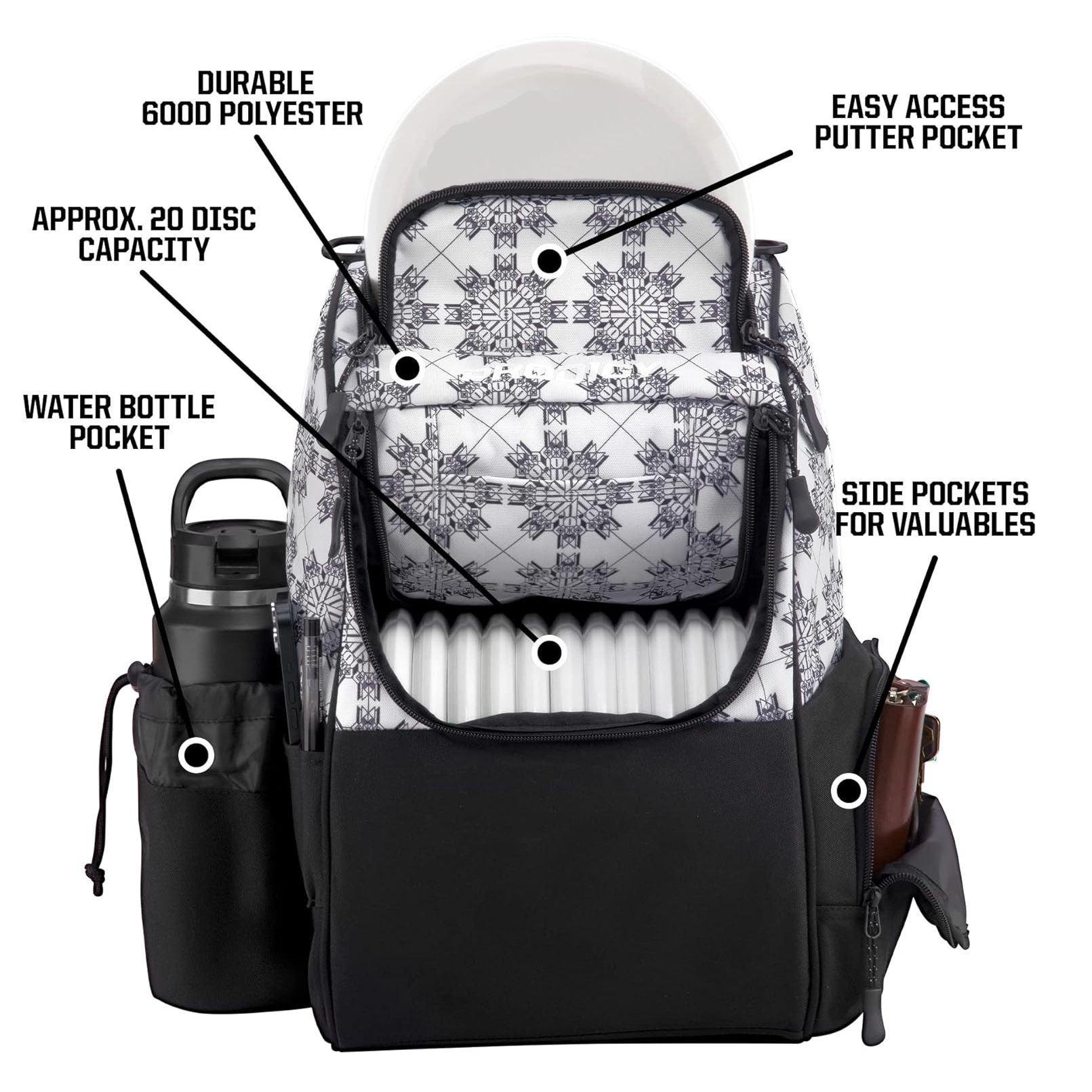  Disc Ascent Golf Mochila Mochila para principiantes Bolsa de golf de disco Frisbee con bolsas de golf de disco de capacidad de más de 18 años para principiantes Bolsa de arranque de golf de disco ligero | Accesorios de golf de disco esenciales