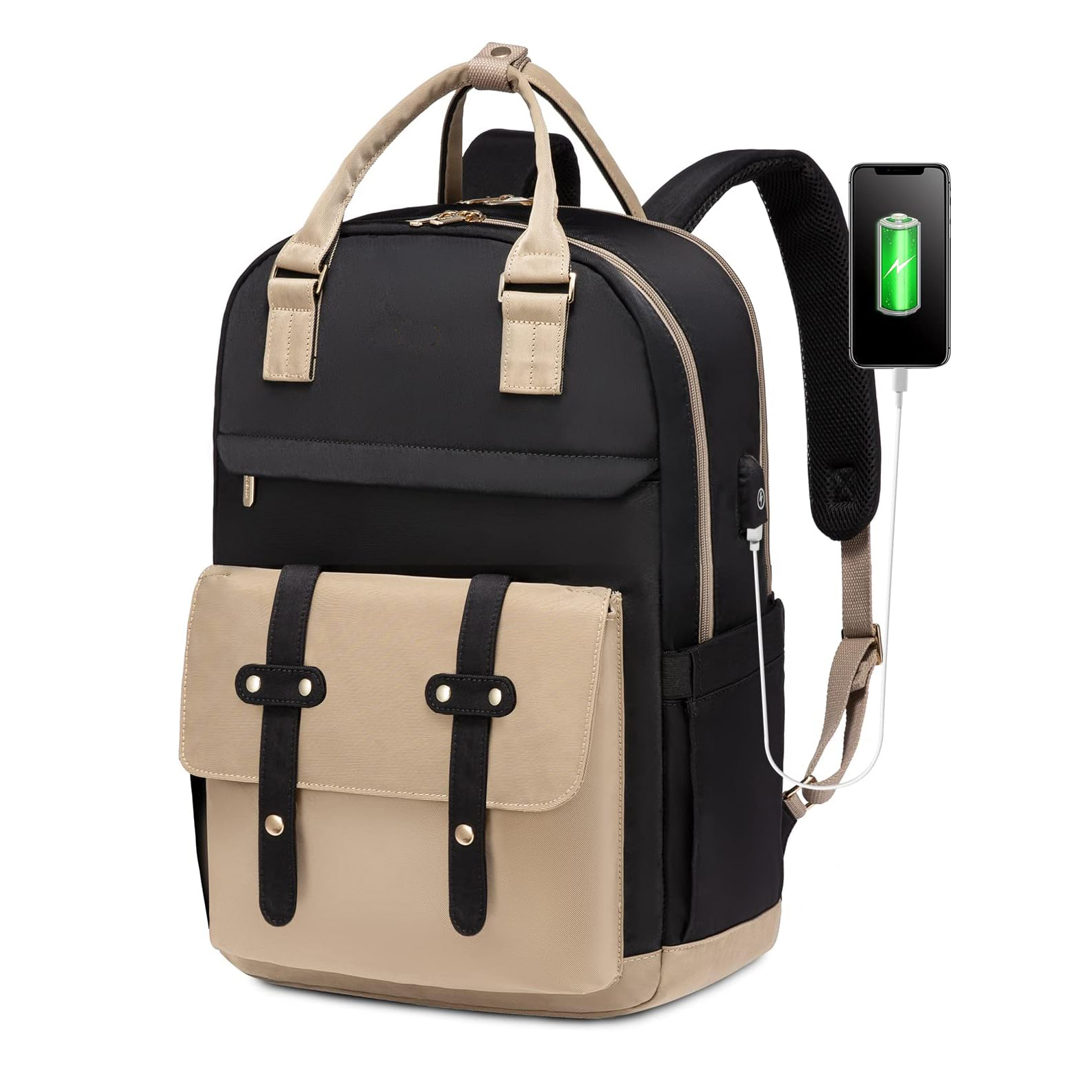 Mochila para computadora portátil para mujeres bolsas para computadora portátil de 15.6 pulgadas con puerto de carga USB, mochila resistente al agua de moda, maestra, enfermería, bolsas de viaje con estilo vintage para la universidad