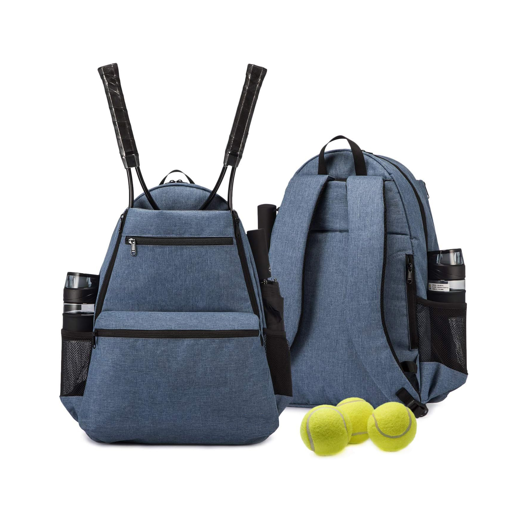 Mochila de tenis de mochila deportiva. Contiene correas acolchadas y ajustables dos bolsillos de botella de agua exterior