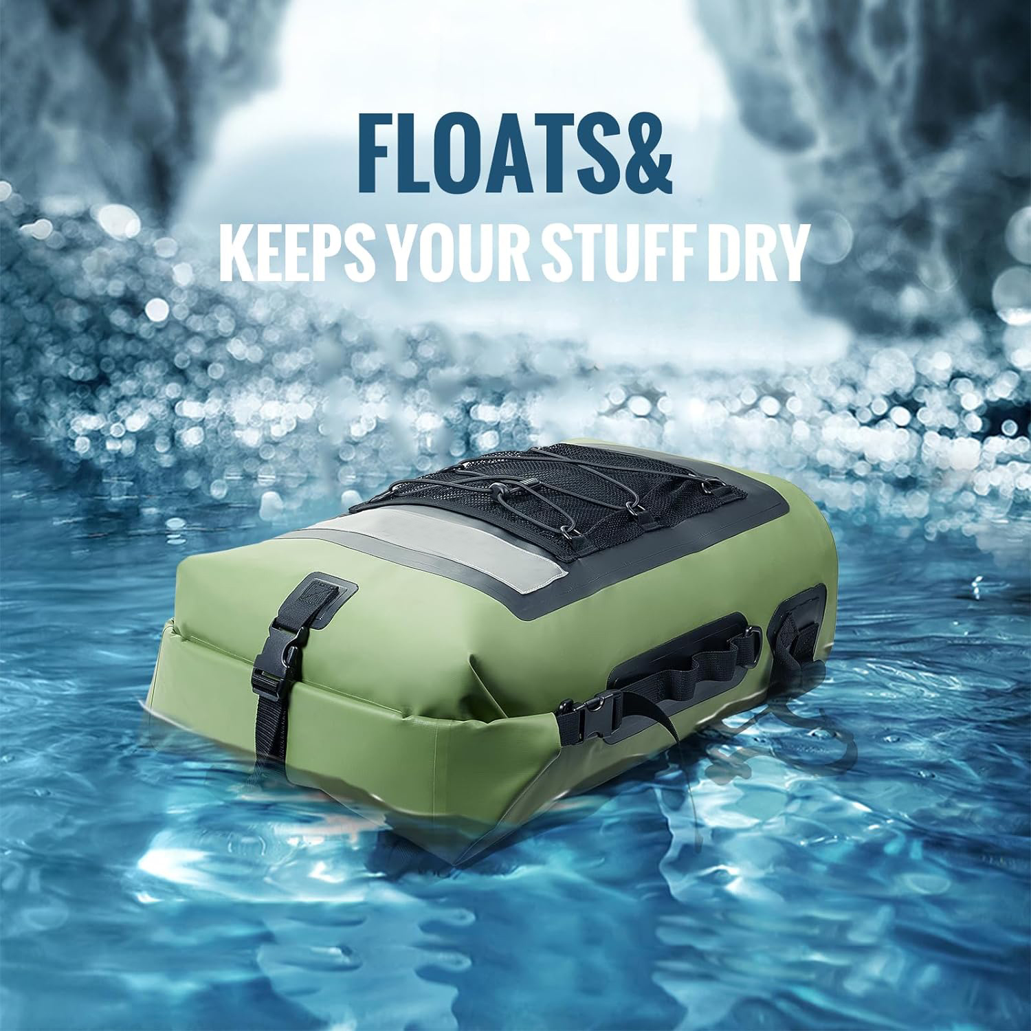 2024 suministro una mochila impermeable de bolsa seca para hombres y mujeres, 25L, mediano/grande, enrollable, para navegar, kayak, buceo, caminata, motocicleta +bolsillos flotantes, livianos y de botella de agua