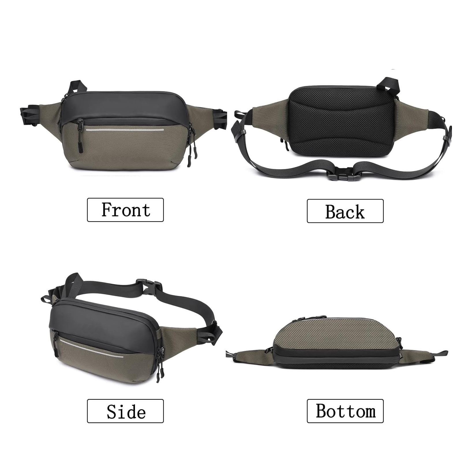 Pack Fanny Pack Impermeable Bag Pack Men Mujeres Bum Bum Bum con soporte de botella de agua Correa ajustable Adecuado para el entrenamiento al aire libre Traking Cycling Bolsa Bolsa