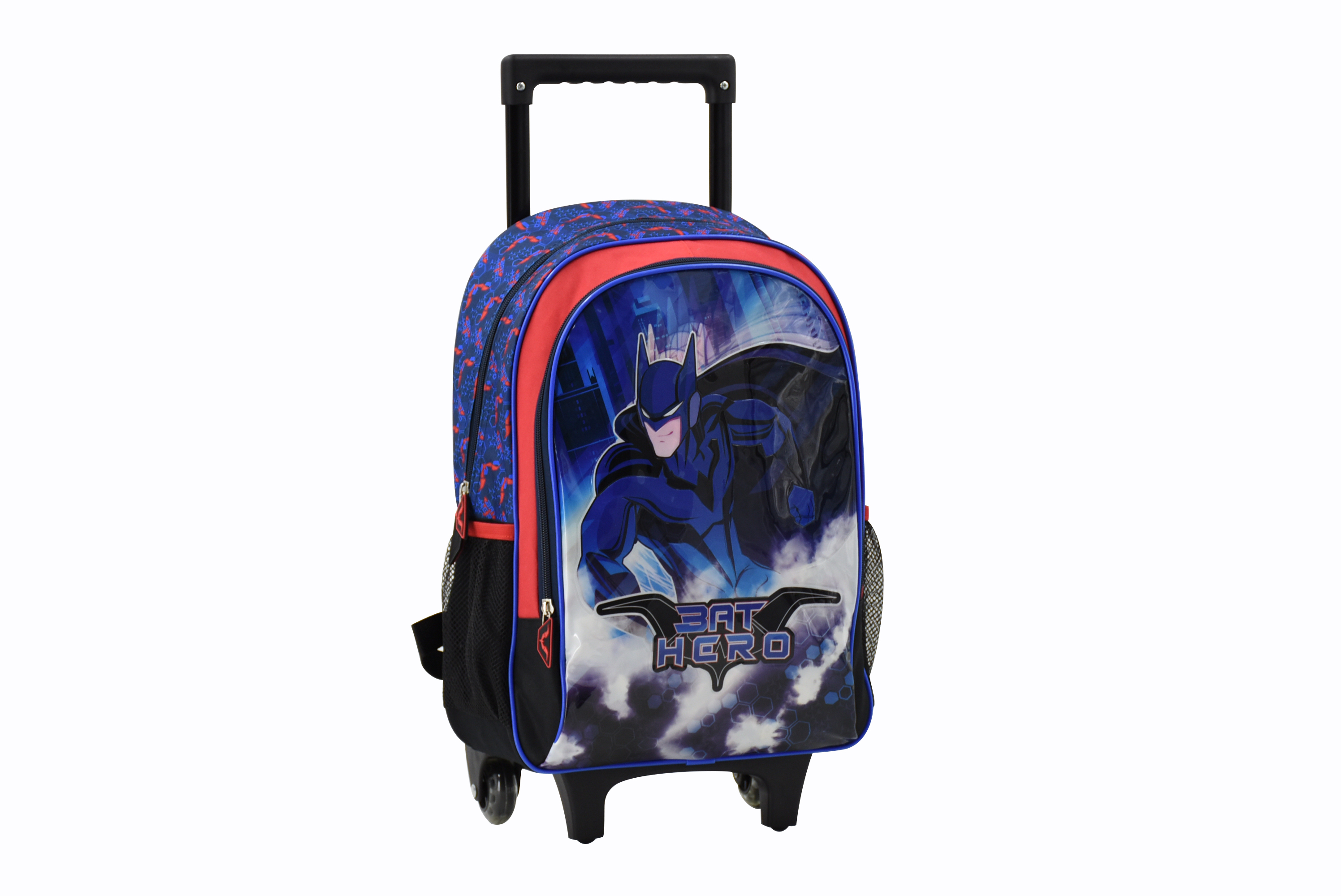 Mochila con ruedas de alta capacidad para niños de la escuela Batmen de dibujos animados con ruedas