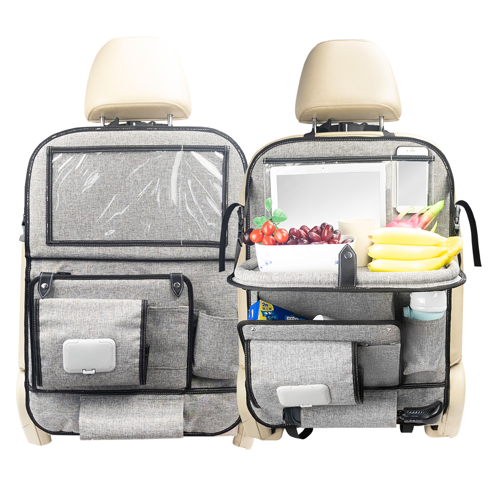 2021 ODM y OEM Protectores de respaldo de asiento de automóvil Organizador de asiento trasero Organizador de asiento trasero con soporte para tableta táctil