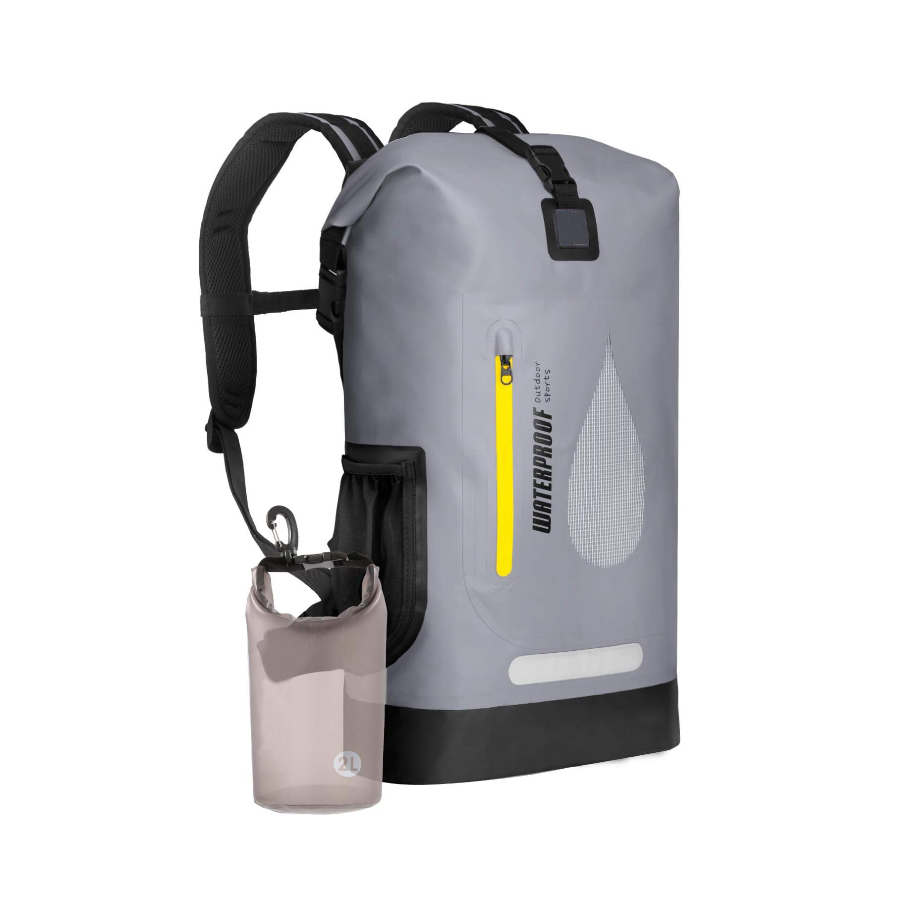 Mochila seca Bolsa impermeable de 30 litros de 30 litros flotantes secos con bolsillo acolchado interno para kayak, paseos en bote, surf, pesca, rafting, natación, senderismo