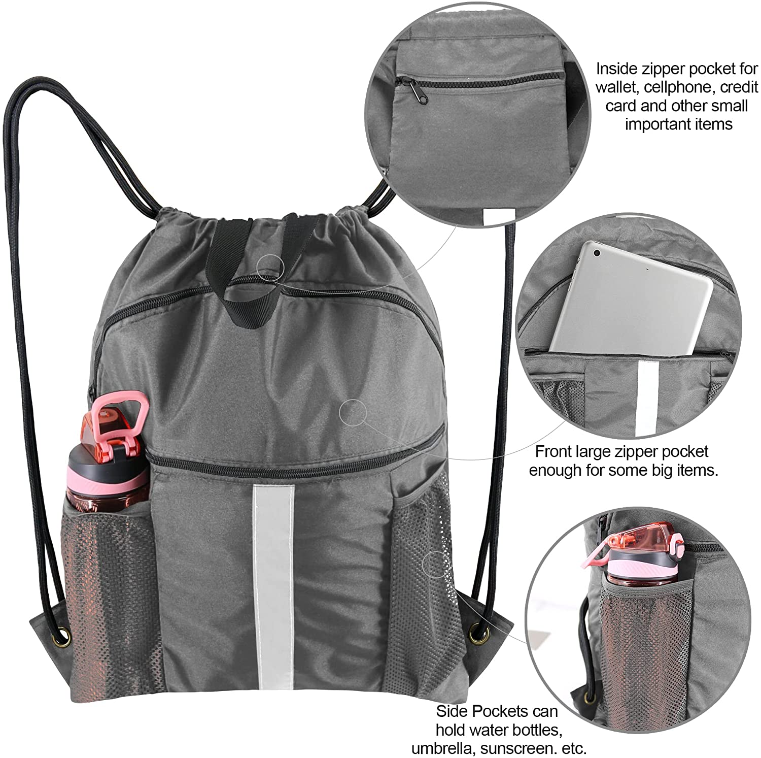 Bolsa de mochila con cordón con cuerda de comparación de zapatos Cinch Sackpack para unisex