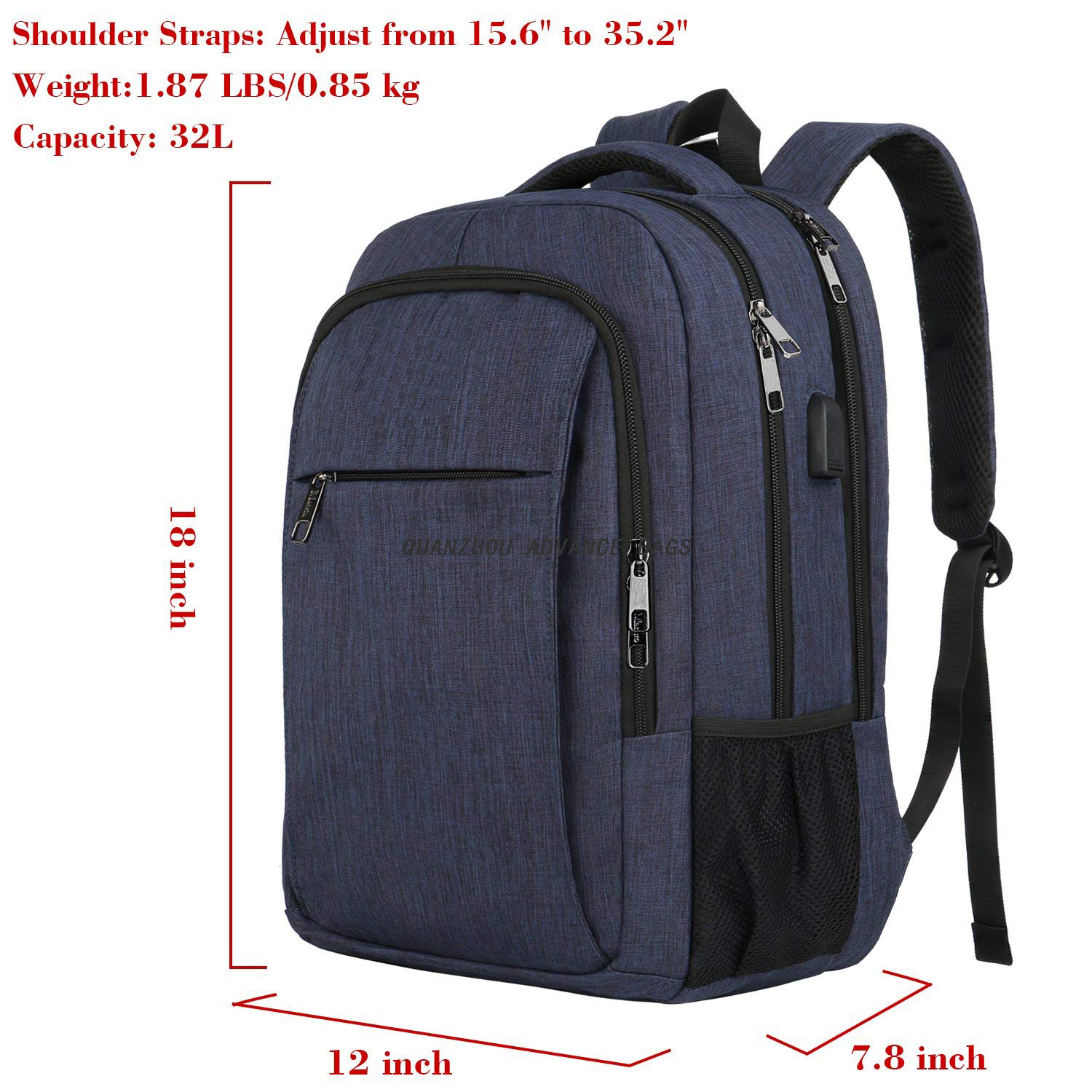Mochila USB de gran capacidad para negocios, viajes al aire libre, negocios y ocio, mochila, mochila para computadora portátil, mochila impermeable para la universidad