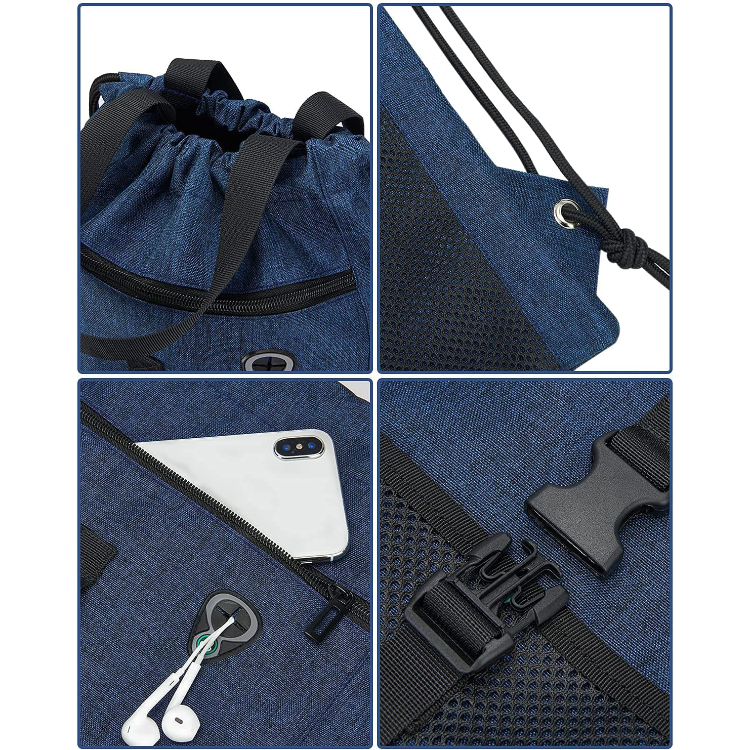 Bolsa de mochila con cordón con bolsas Saco deportivo con mango de mochila con cordón Viajes para hombres Mujeres