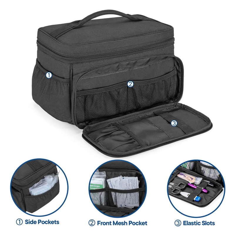 Bolsa de almacenamiento de medicamentos pequeños vacío, caja de primeros auxilios de primeros auxilios de primera auxilio de Bag Family Kit Family para caminar, acampar y hogar