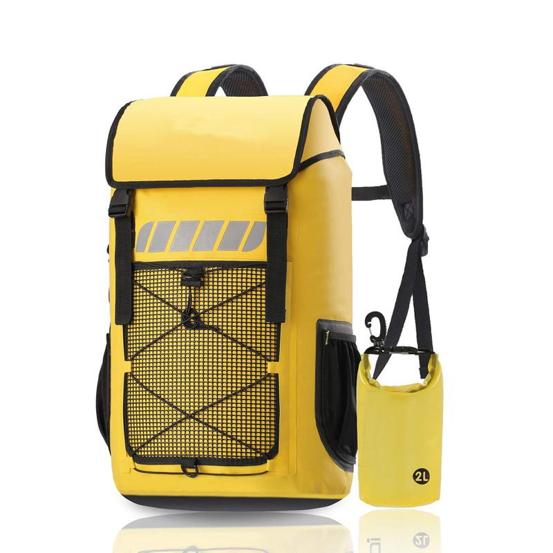 2024 suministro una mochila impermeable de bolsa seca para hombres y mujeres, 25L, mediano/grande, enrollable, para navegar, kayak, buceo, caminata, motocicleta +bolsillos flotantes, livianos y de botella de agua