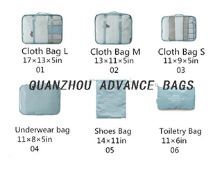 Juego de bolsas organizadoras de viaje Bolsas organizadoras de equipaje de viaje ligeras 7 piezas Juego de bolsas de cubos de embalaje BOLSA plegable impermeable personalizada