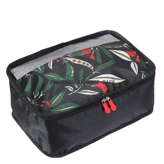 Bolsa organizadora de viaje personalizada de moda de venta caliente BOLSA plegable liviana a granel Poliéster Ziplock Reciclado Negro Maquillaje Lavado Bolsa de cosméticos y estuche Personalizado a prueba de agua