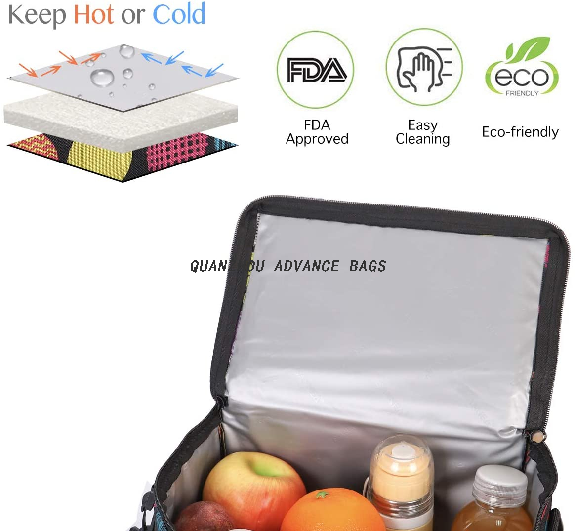 El bolso portátil del almuerzo térmico al por mayor avanzado para el OEM acepta el bolso aislado del refrigerador de la comida del logotipo modificado para requisitos particulares Bolso más fresco al aire libre