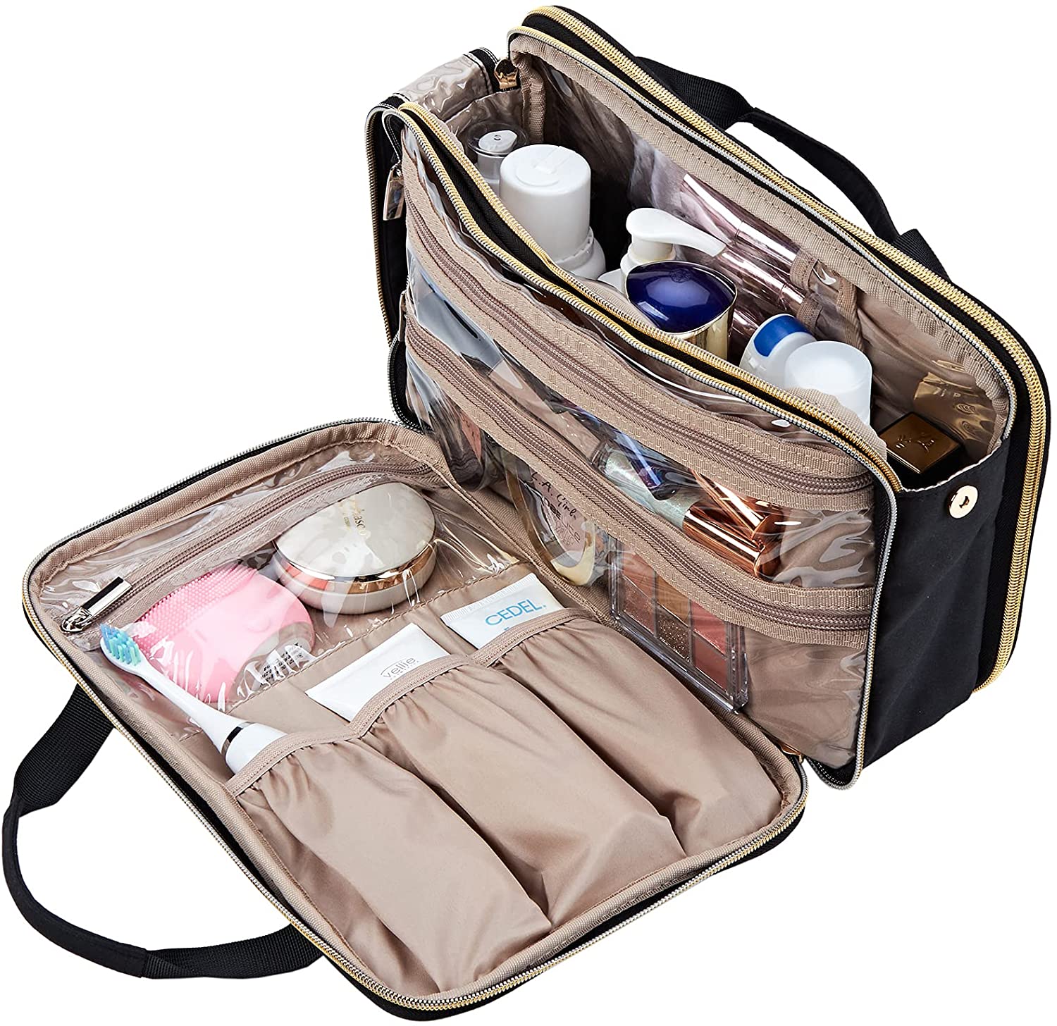 Bolsa Cosmatic resistente al agua para maquillaje, bolsa de cosméticos, organizador de artículos de tocador de viaje, bolsa plegable