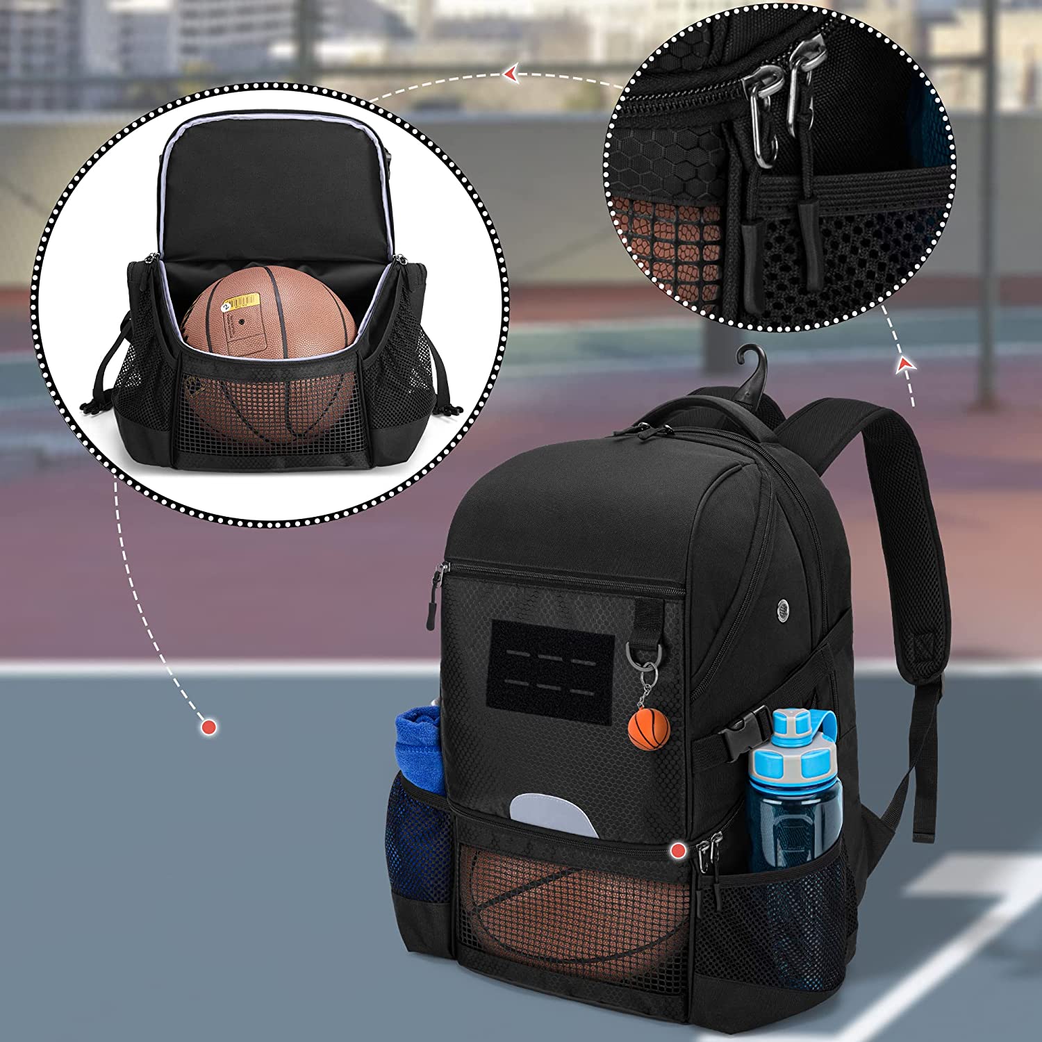 Mochila de baloncesto para hombres, bolsa de fútbol con compartimento para pelotas y compartimento para zapatos para baloncesto, fútbol, ​​entrenamiento de voleibol