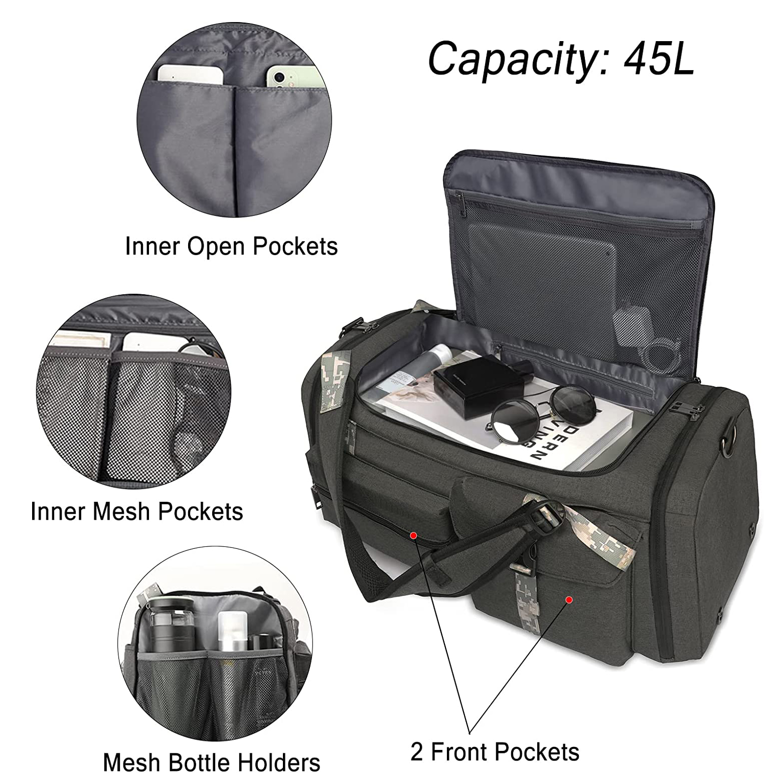 Bolsa de viaje Bolsa de gimnasia Bolsa de deportes Bolsas de viaje Bolsas de lona duradera Bolso de bolsas de entrenamiento de ejercicios