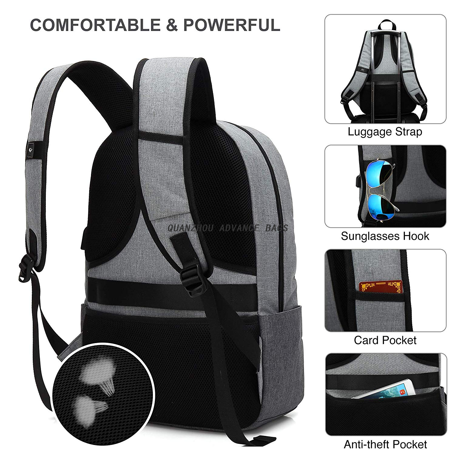 Mochila para ordenador de negocios portátil de gran capacidad de alta calidad Mochila para deportes y ocio al aire libre Mochila para día
