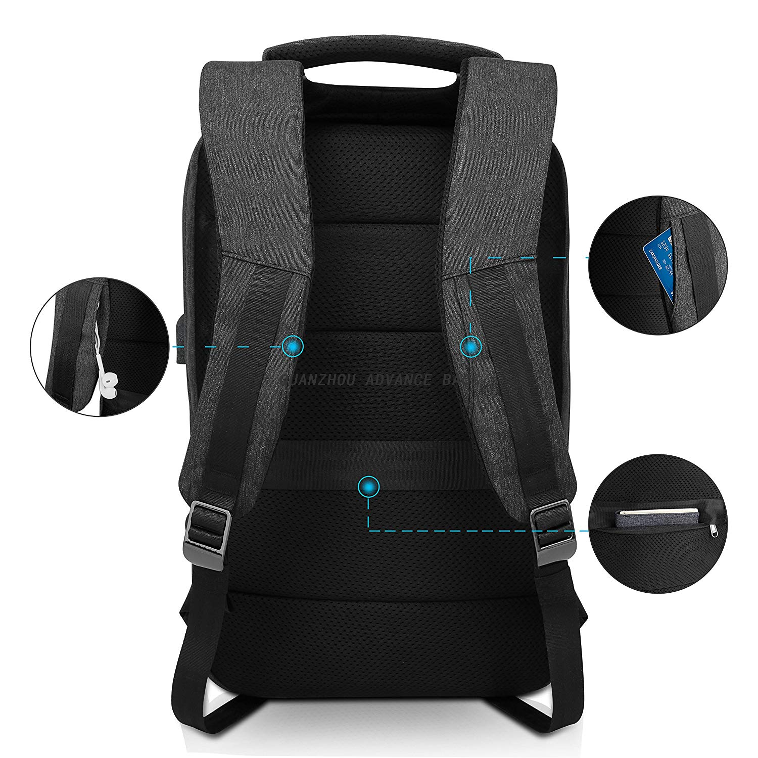 Business USB Charginig Mochila de viaje para negocios y ocio Mochila para computadora portátil Mochila impermeable para la universidad