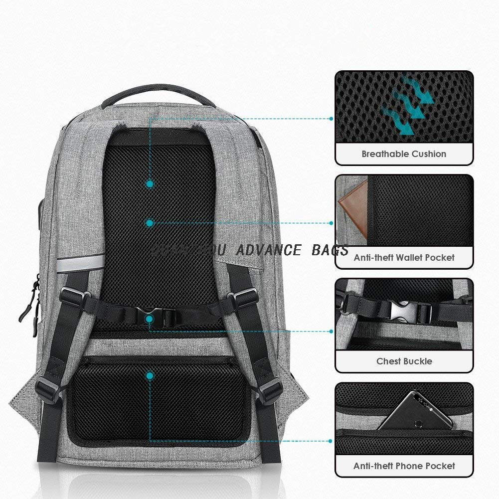 Maletín con carga USB antirrobo, bolsos para portátil, mochila para ordenador portátil de negocios, mochila universitaria, mochila de viaje, mochila para ordenador portátil para hombres y mujeres