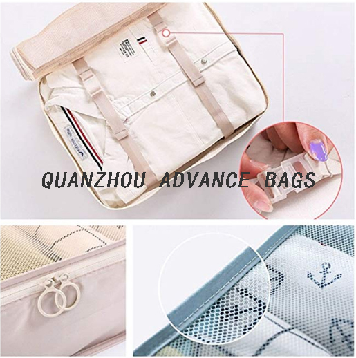 Juego de bolsas organizadoras de viaje Bolsas organizadoras de equipaje de viaje ligeras 7 piezas Juego de bolsas de cubos de embalaje BOLSA plegable impermeable personalizada