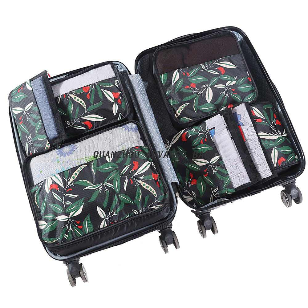 Bolsa organizadora de viaje personalizada de moda de venta caliente BOLSA plegable liviana a granel Poliéster Ziplock Reciclado Negro Maquillaje Lavado Bolsa de cosméticos y estuche Personalizado a prueba de agua