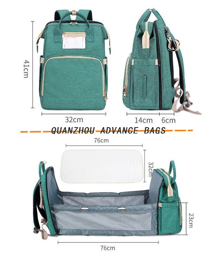 Bolsa de pañales promocional impermeable de gran capacidad para mamá, mochila de viaje para bebé, bolsa de pañales para mamá de color personalizado, mochila para cambiar la cama