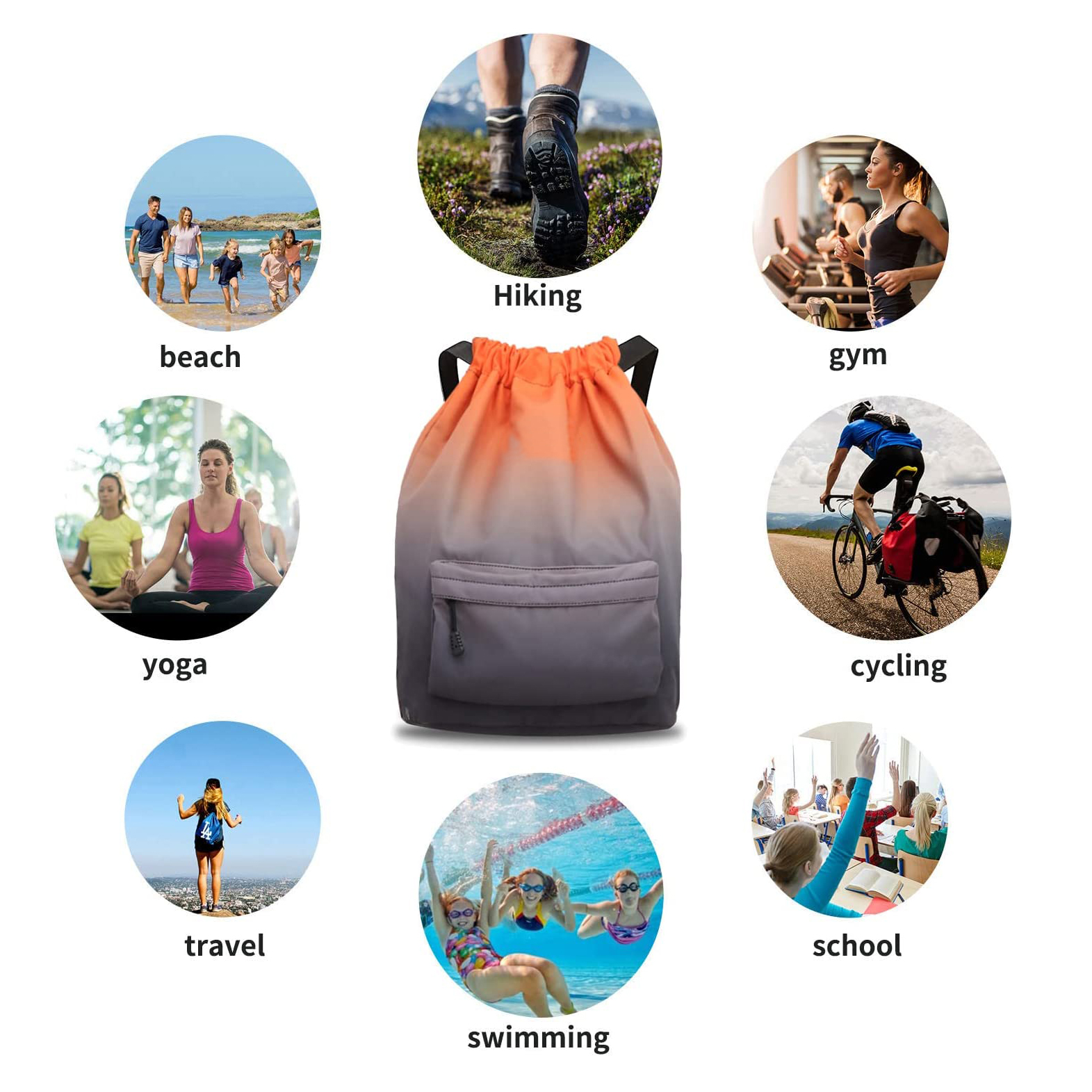 Bolsa de mochila con cordón con cuerda de comparación de zapatos Cinch Sackpack para unisex