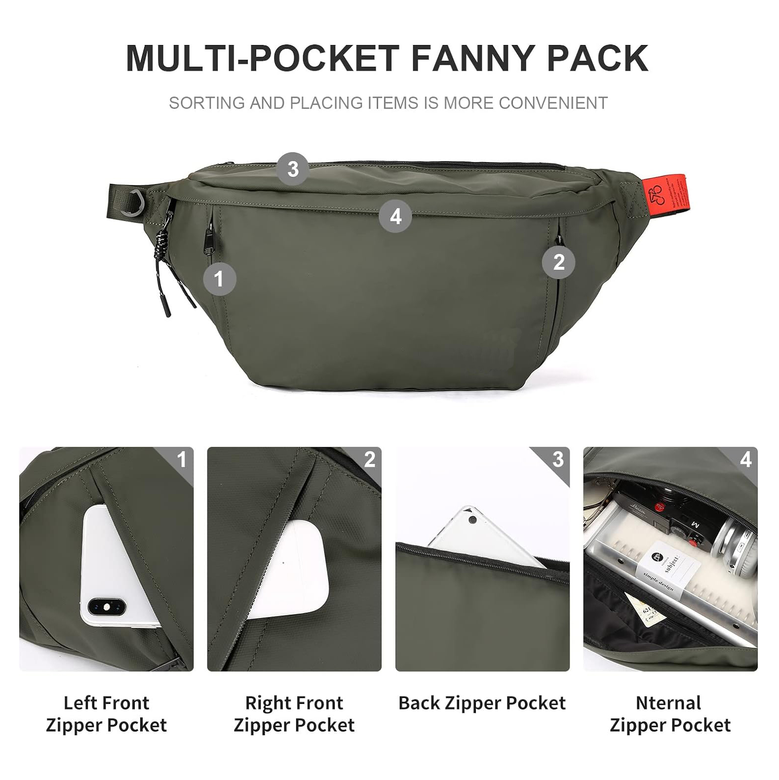 Bolsa de cintura Fanny Pack Pack Bolsas para mujeres con soporte de botella de agua Correa ajustable adecuada para el entrenamiento al aire libre Traking Cycling Bolsa Bolsa