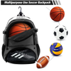 Mochila de baloncesto para hombres, bolsa de fútbol con compartimento para pelotas y compartimento para zapatos para baloncesto, fútbol, ​​entrenamiento de voleibol