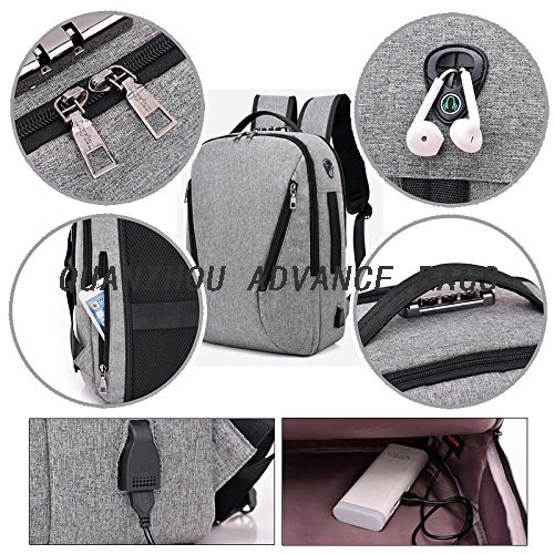 Business USB Charginig Mochila para viajes de negocios y ocio al aire libre Mochila para computadora portátil Mochila impermeable para la universidad