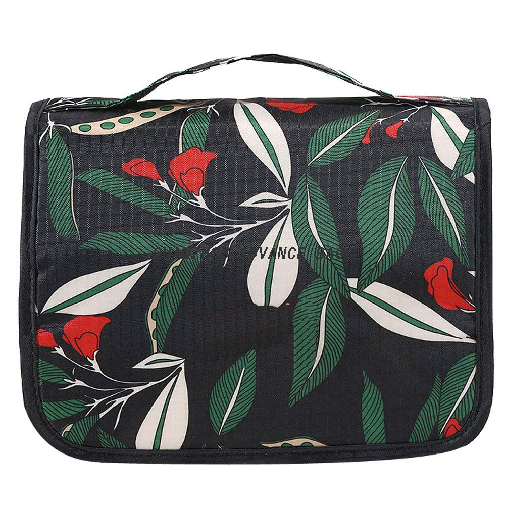 Bolsa organizadora de viaje personalizada de moda de venta caliente BOLSA plegable liviana a granel Poliéster Ziplock Reciclado Negro Maquillaje Lavado Bolsa de cosméticos y estuche Personalizado a prueba de agua