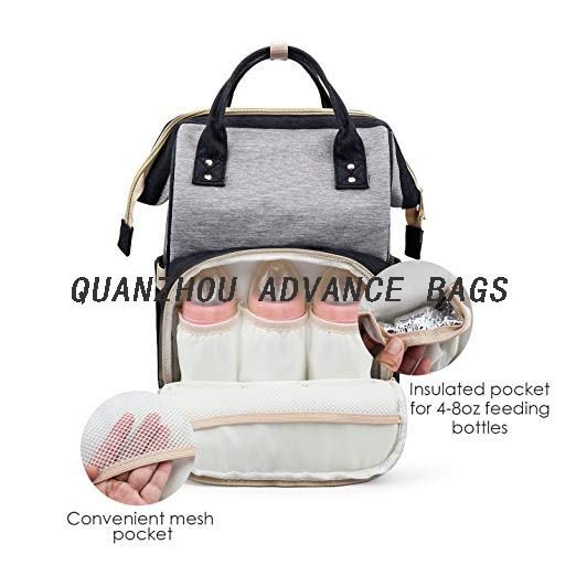 Mochila de pañales portátil práctica para mamá con bolsillos para botellas Mochila de almacenamiento múltiple fácil de agarrar