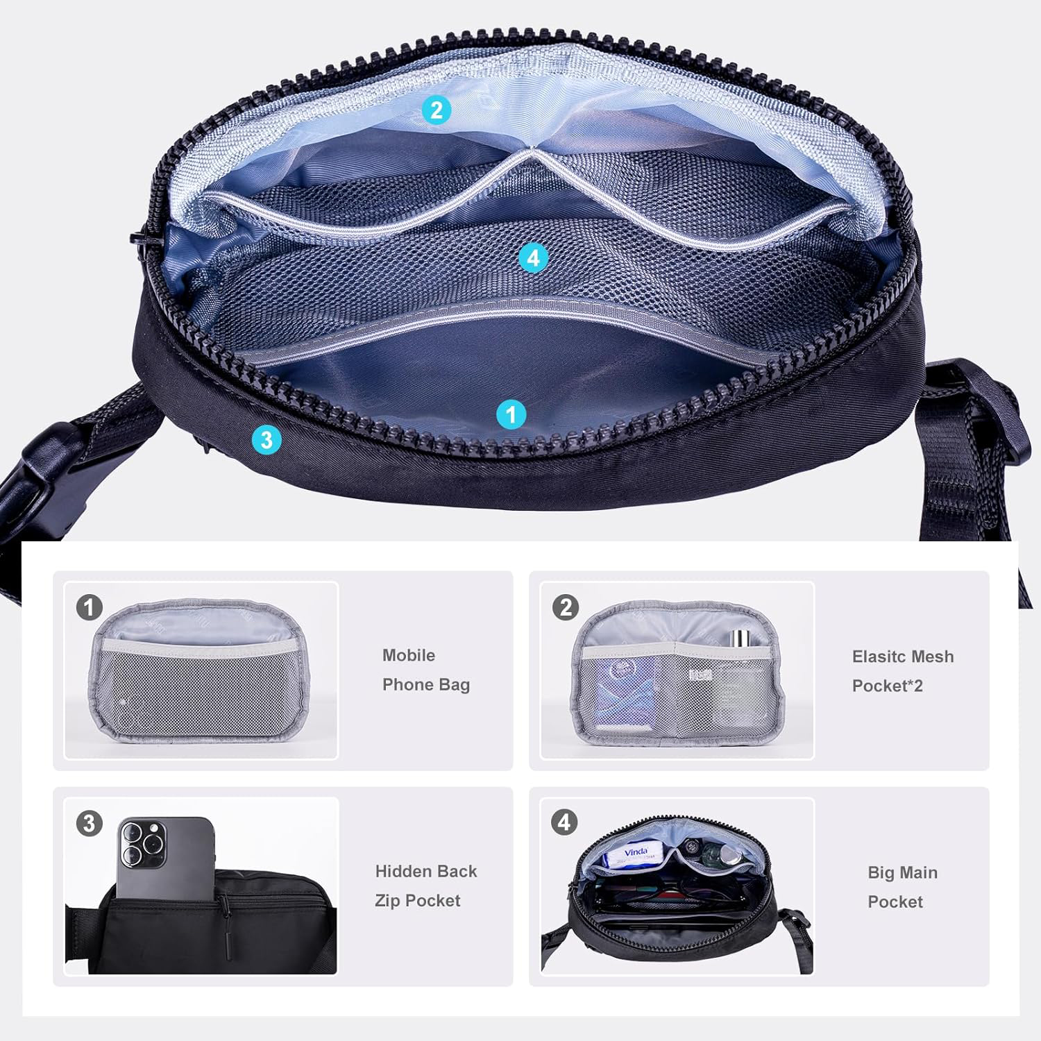 Bolsa de cintura Fanny Pack Men Mujeres Bum Hip Bum con soporte de botella de agua Correa ajustable adecuada para el entrenamiento al aire libre Traking Cycling Bolsa Bolsa