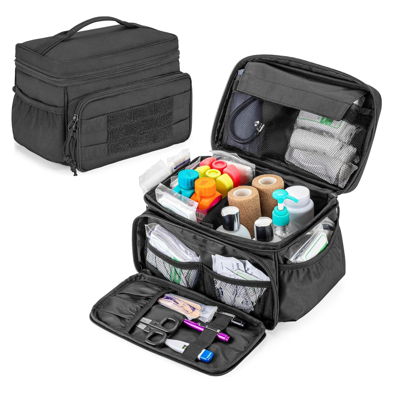 Bolsa de almacenamiento de medicamentos pequeños vacío, caja de primeros auxilios de primeros auxilios de primera auxilio de Bag Family Kit Family para caminar, acampar y hogar