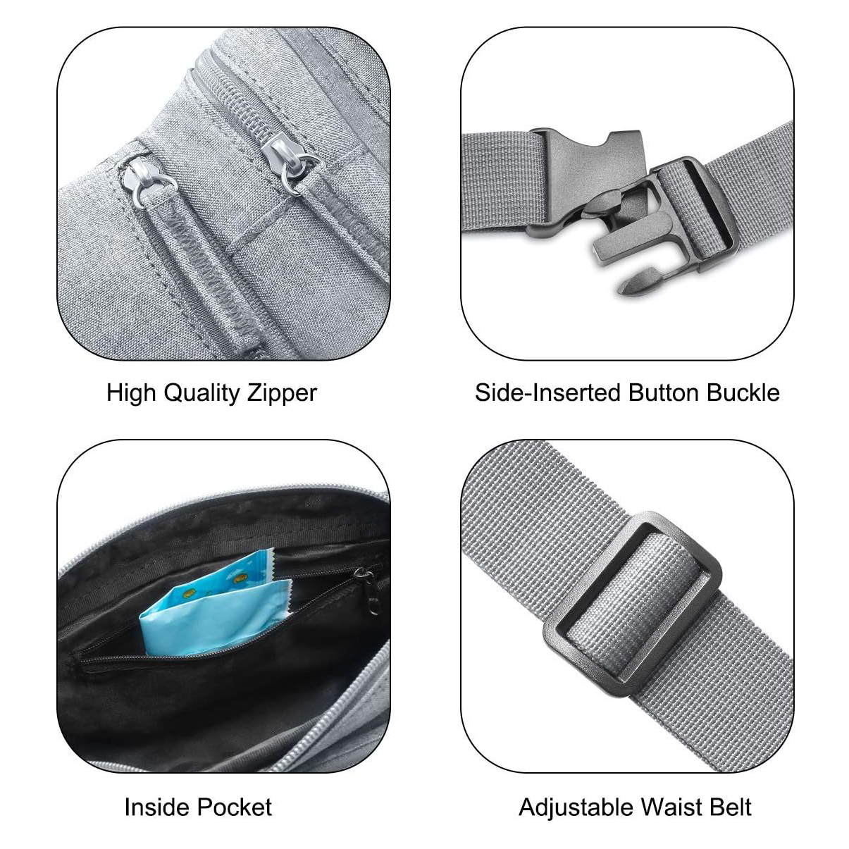 Pack Fanny Pack Impermeable Bag Pack Men Mujeres Bum Bum Bum con soporte de botella de agua Correa ajustable Adecuado para el entrenamiento al aire libre Traking Cycling Bolsa Bolsa