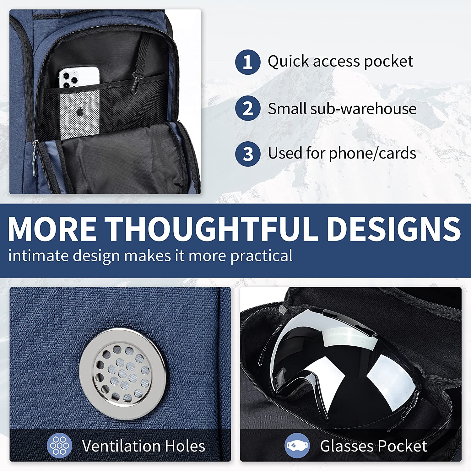 Bolso de arranque de esquí de fábrica multifuncional Sport al aire libre Bolsa de mochila Bolsa de senderismo