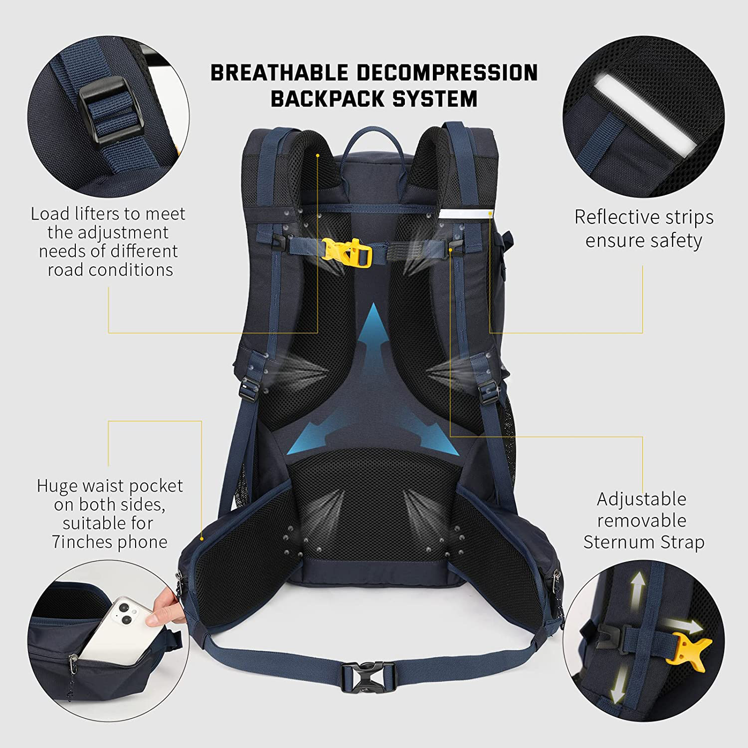 Mochila para el deporte al aire libre de fábrica multifuncional al aire libre mochilas livianas para acampar mochila