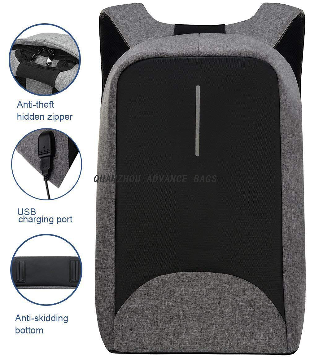 Mochila antirrobo de negocios de viaje USB Charginig Deporte al aire libre y ocio Mochila negra Mochila para computadora portátil