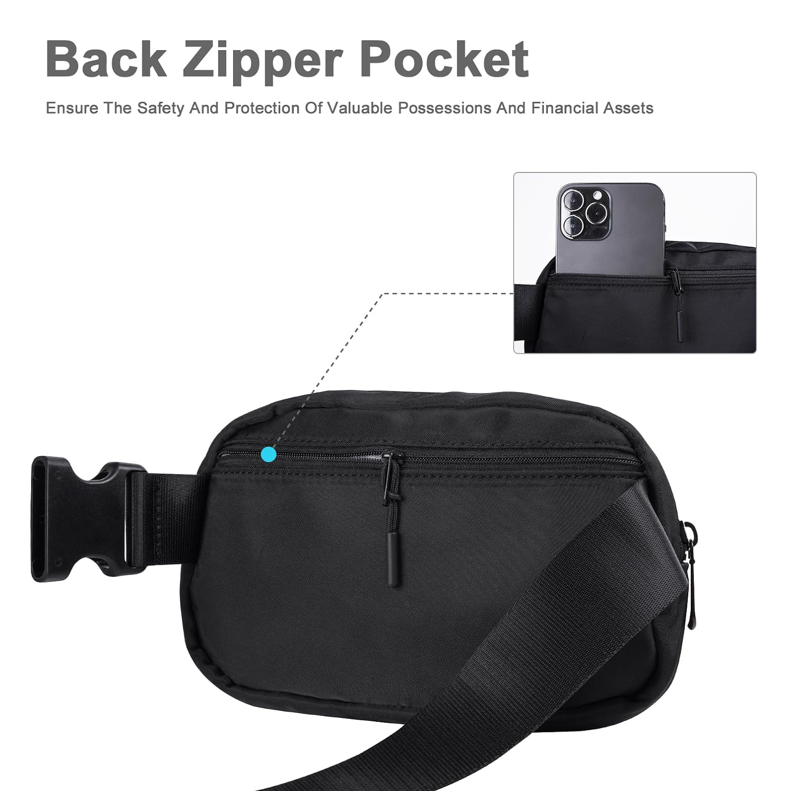Bolsa de cintura Fanny Pack Men Mujeres Bum Hip Bum con soporte de botella de agua Correa ajustable adecuada para el entrenamiento al aire libre Traking Cycling Bolsa Bolsa