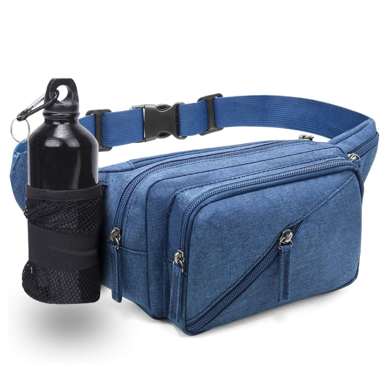 Pack Fanny Pack Impermeable Bag Pack Men Mujeres Bum Bum Bum con soporte de botella de agua Correa ajustable Adecuado para el entrenamiento al aire libre Traking Cycling Bolsa Bolsa