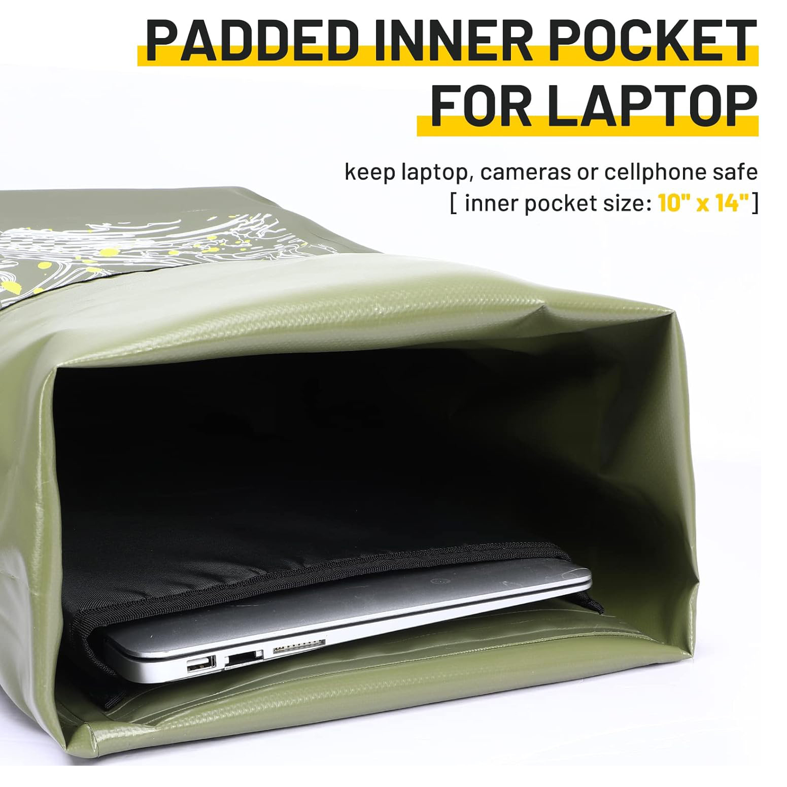 Mochila seca Bolsa impermeable de 30 litros de 30 litros flotantes secos con bolsillo acolchado interno para kayak, paseos en bote, surf, pesca, rafting, natación, senderismo