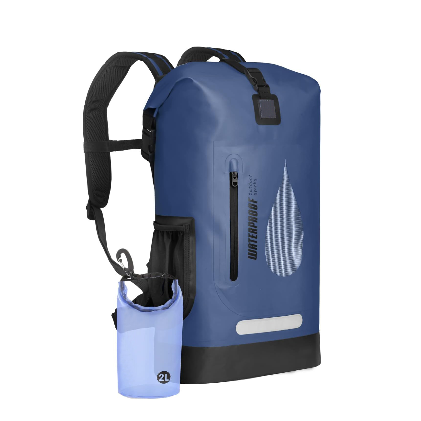 Mochila seca Bolsa impermeable de 30 litros de 30 litros flotantes secos con bolsillo acolchado interno para kayak, paseos en bote, surf, pesca, rafting, natación, senderismo