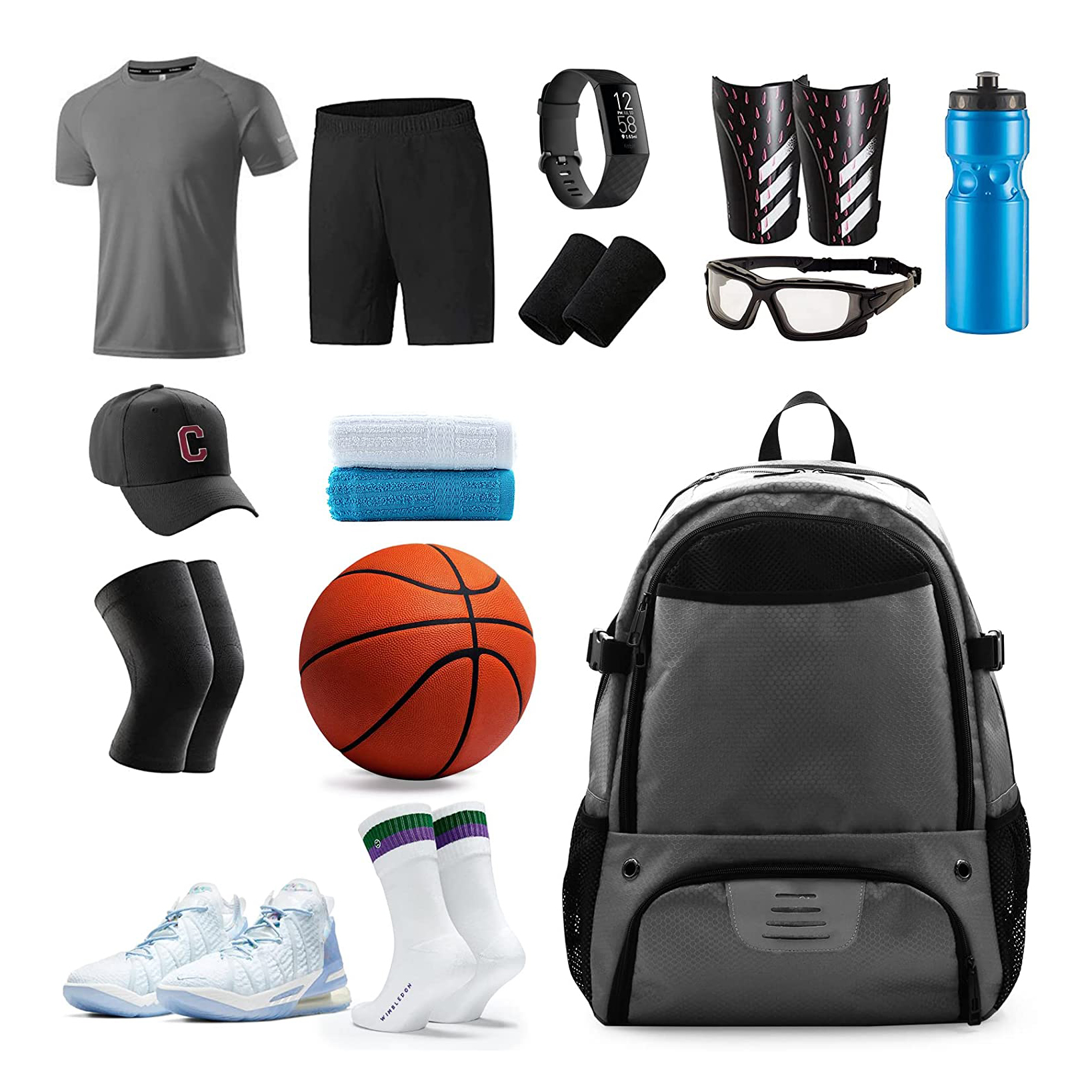 Mochila de baloncesto para hombres, bolsa de fútbol con compartimento para pelotas y compartimento para zapatos para baloncesto, fútbol, ​​entrenamiento de voleibol