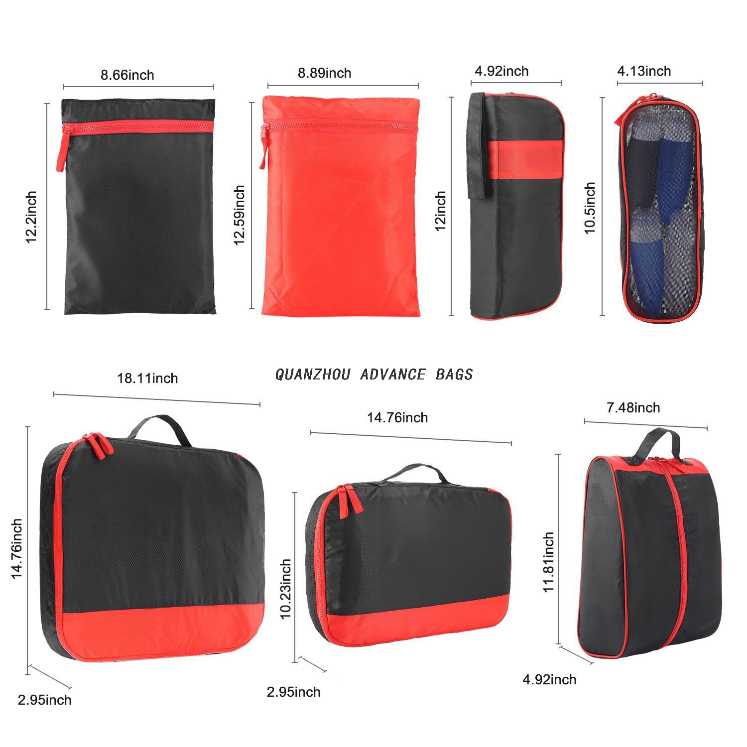 Juego de bolsas organizadoras de viaje BOLSA plegable ligera Bolsas organizadoras de equipaje de viaje 7 piezas Juego de bolsas de cubos de embalaje Personalizado a prueba de agua