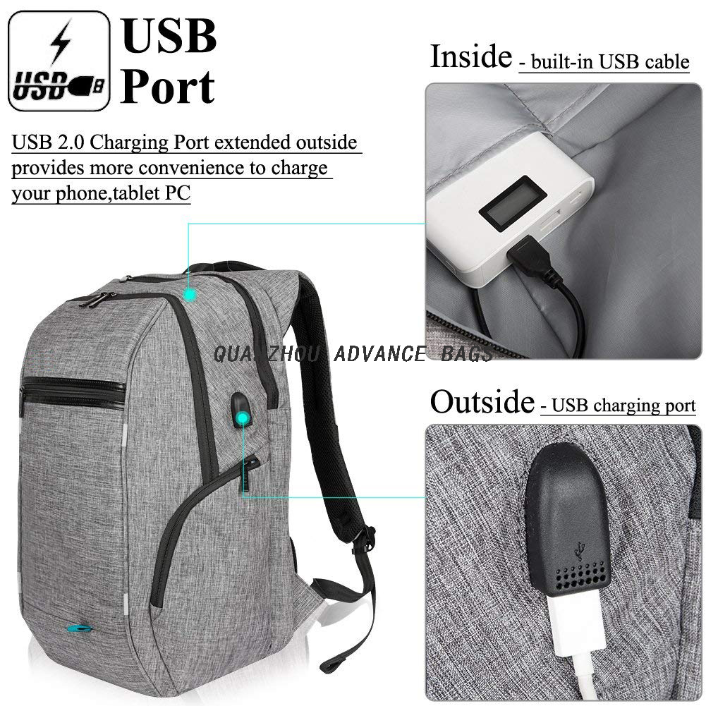 Mochila impermeable universitaria Business USB Charginig Mochila de viaje para negocios y ocio Mochila para portátil Mochila para portátil