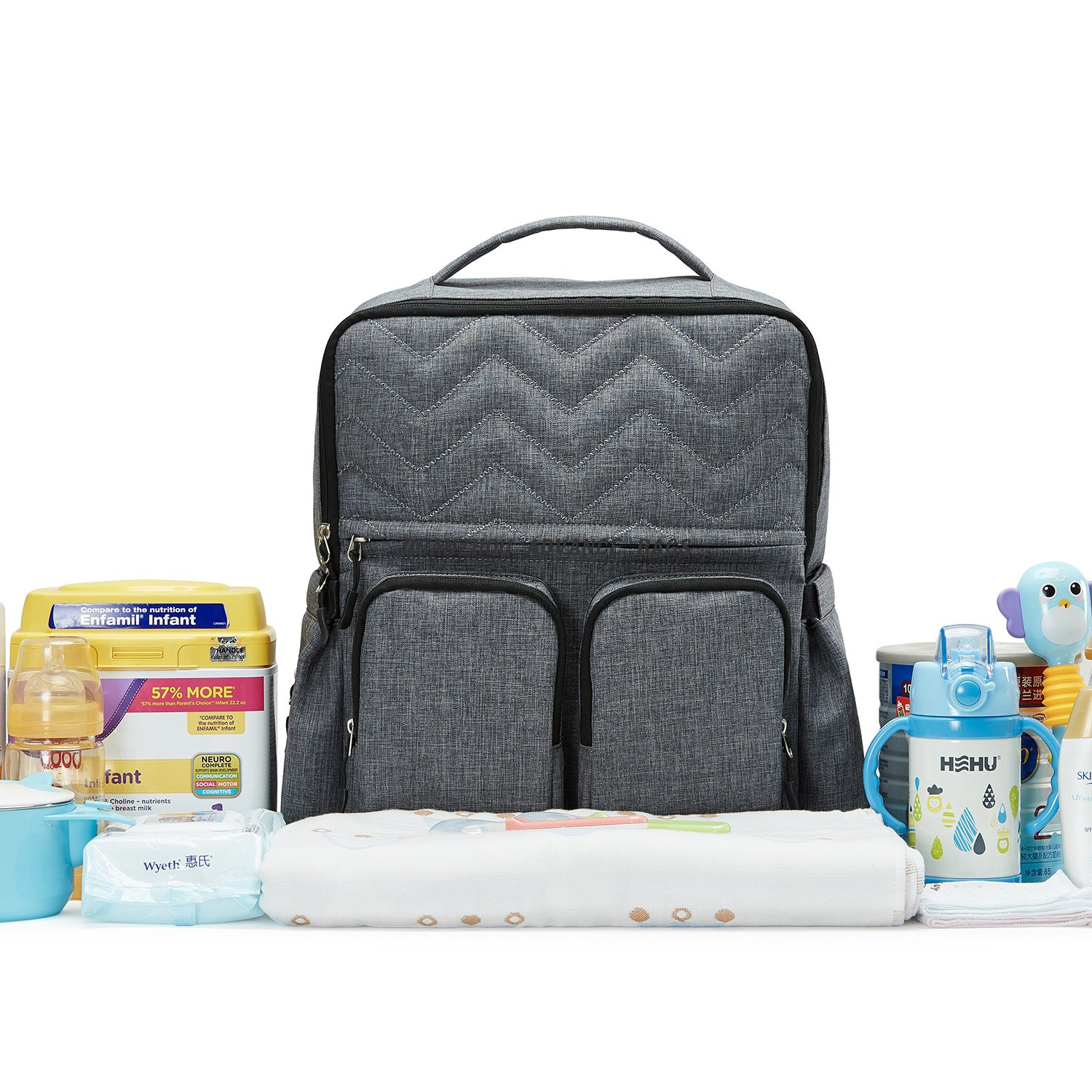 Bolsa de pañales promocional portátil para mamá, mochila, bolsa de asas, impermeable, BabyBag, bolsa para mamá, mochila, bolsas para pañales con bolsillos aislados, mochila de estructura práctica y fácil de agarrar