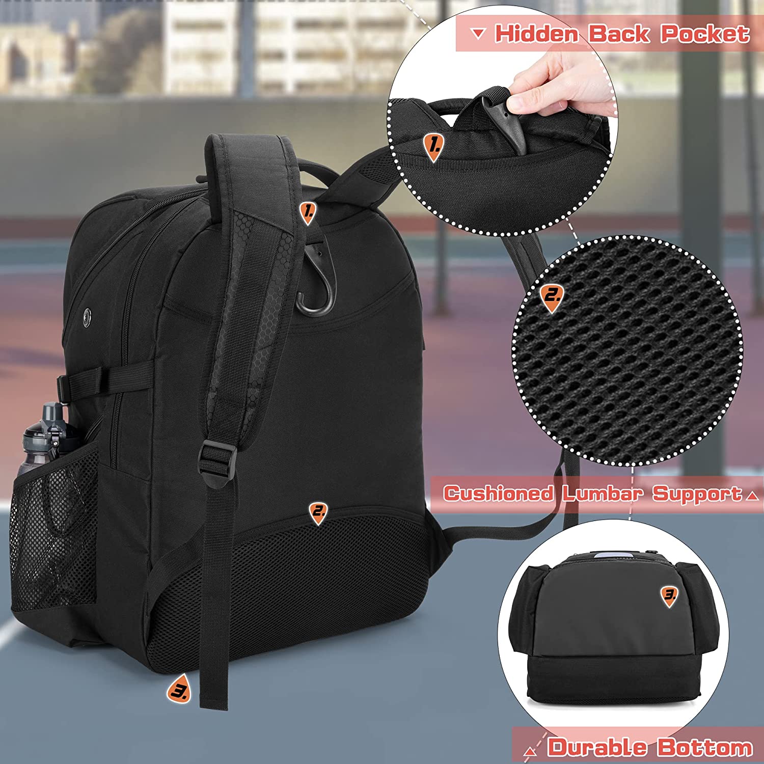 Mochila de baloncesto para hombres, bolsa de fútbol con compartimento para pelotas y compartimento para zapatos para baloncesto, fútbol, ​​entrenamiento de voleibol