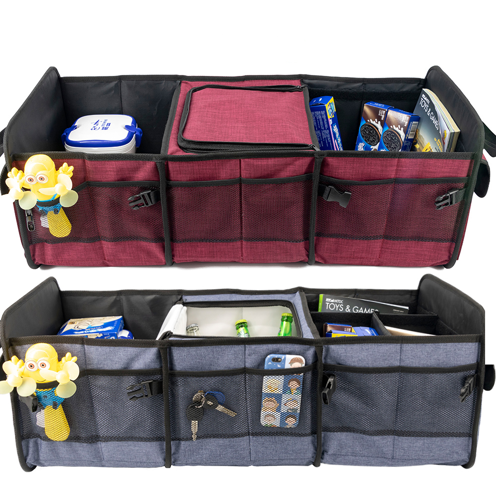 Caja plegable organizador de asiento de coche multifunción de gran capacidad organizador de maletero de coche organizador de asiento trasero de coche enfriador